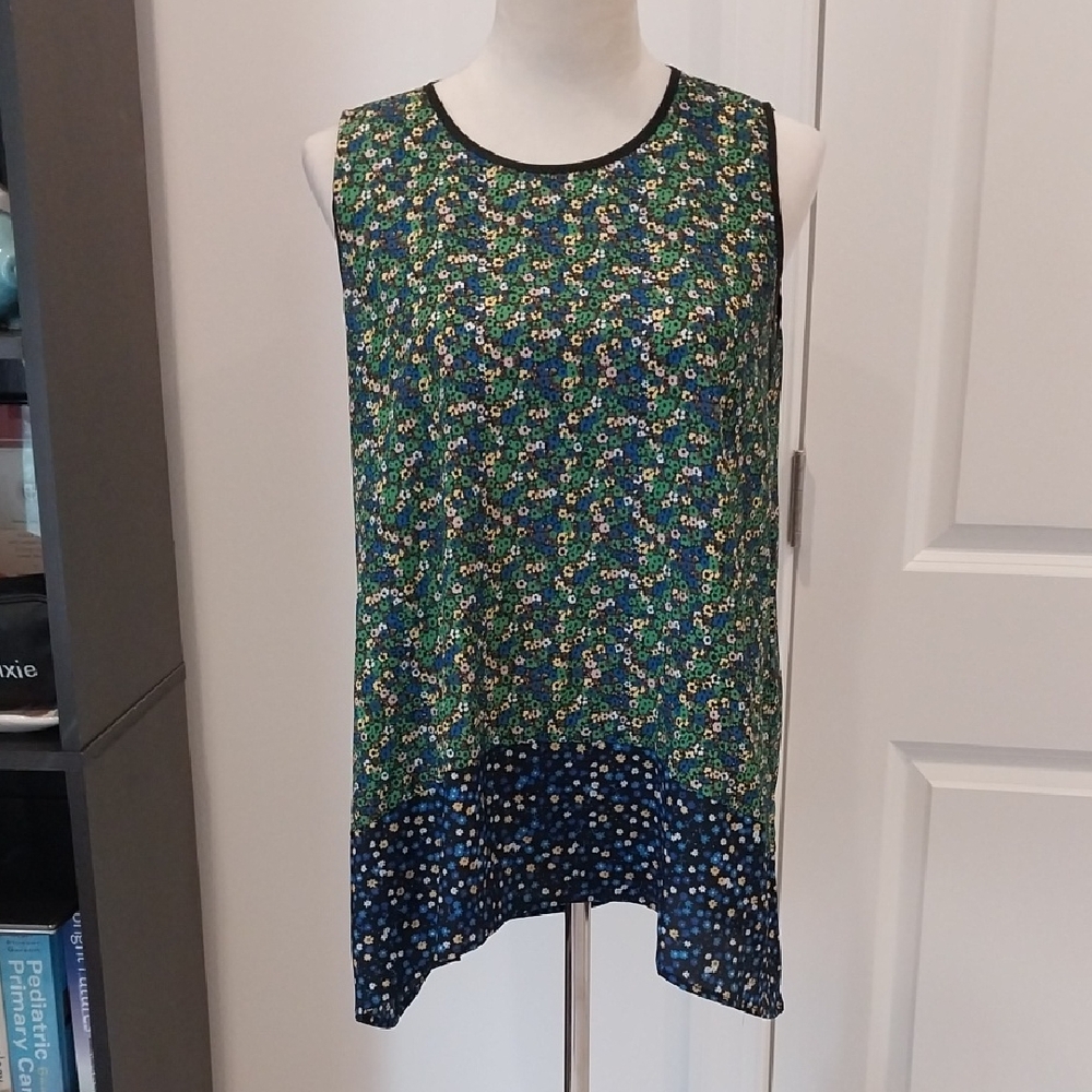 The Limited Green & Blue Floral Tank Top